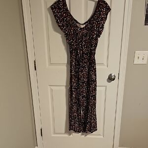 Maurices Black and Pink Floral Midi Dress